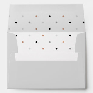 Stylish Dots Grey with Faux Rose Gold and Black Envelopes