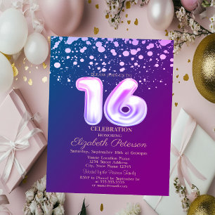 Stylish Dots,Violet Sweet 16 Invitation