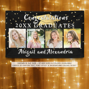 Stylish Double Graduation Congrats Grad 4 Photo Banner