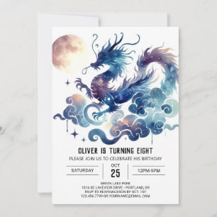 Stylish Dragon Birthday Printable Invitation