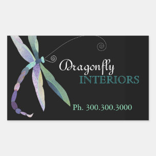 Stylish Dragonfly Business Promotional Rectangular Sticker