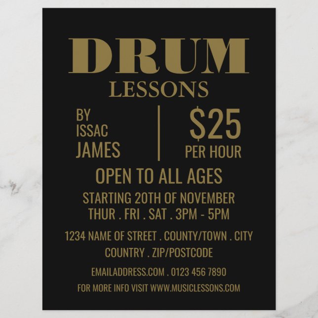Stylish Drum Lessons Advertising Flyer (Front)