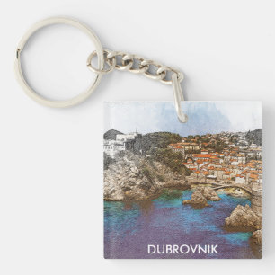 Stylish Dubrovnik Croatia Travel Coastal View Key Ring