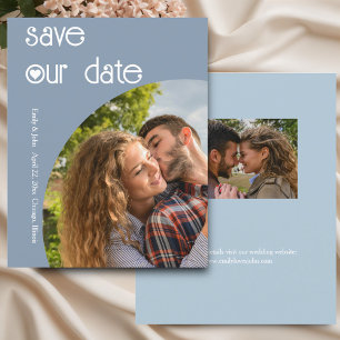 Stylish Dusty Blue Budget Wedding Save the Date Flyer