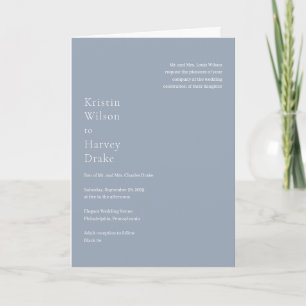 Stylish Dusty Blue Modern Wedding Invitation