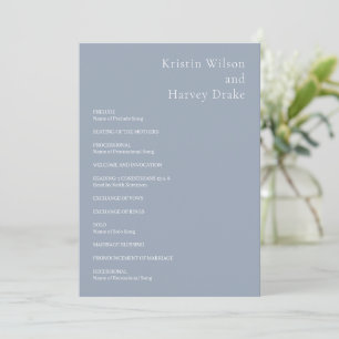 Stylish Dusty Blue Modern Wedding Programme