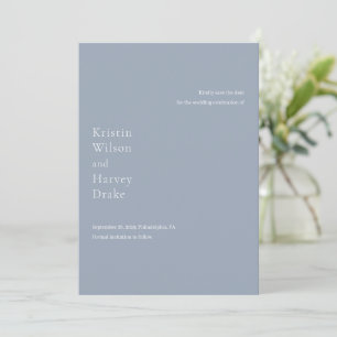 Stylish Dusty Blue Modern Wedding Save The Date