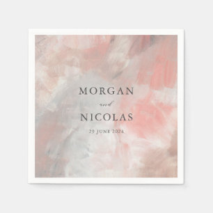 Stylish Dusty Coral Modern Abstract Wedding Napkin