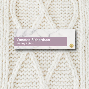 Stylish Dusty Purple & Gray Marble Custom Notary  Name Tag