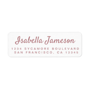 Stylish Dusty Rose Script White Return Address