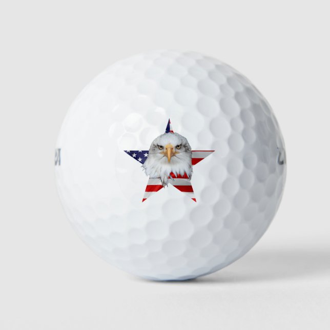 Stylish Eagle, The American Flag, Patriotic Golf Balls (Front)