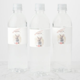 Stylish Easter Bunny   Happy Easter Watercolor Art Water Bottle Label