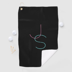 Stylish Editable Any Two Modern Looking Initials Golf Towel
