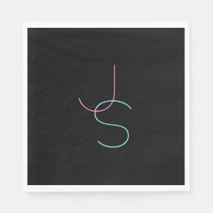 Stylish Editable Any Two Modern Looking Initials  Napkin