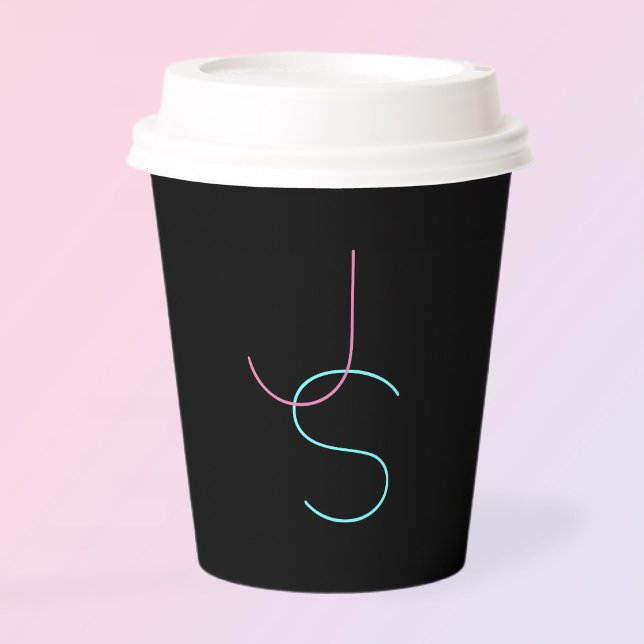 Stylish Editable Any Two Modern Looking Initials  Paper Cups (Creator Uploaded)