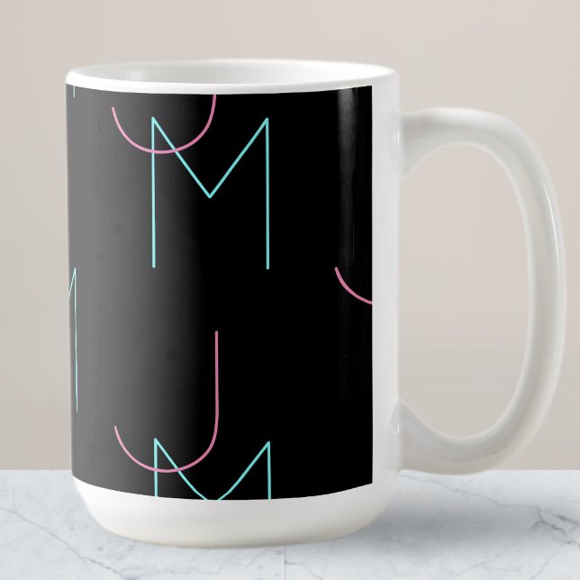 Stylish Editable Any Two Modern Tiled Initials  Coffee Mug (Creator Uploaded)
