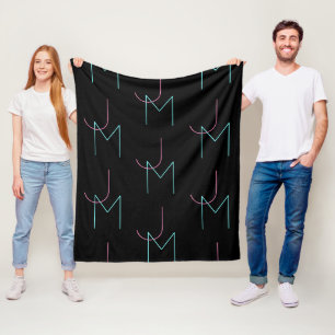 Stylish Editable Any Two Modern Tiled Initials  Fleece Blanket