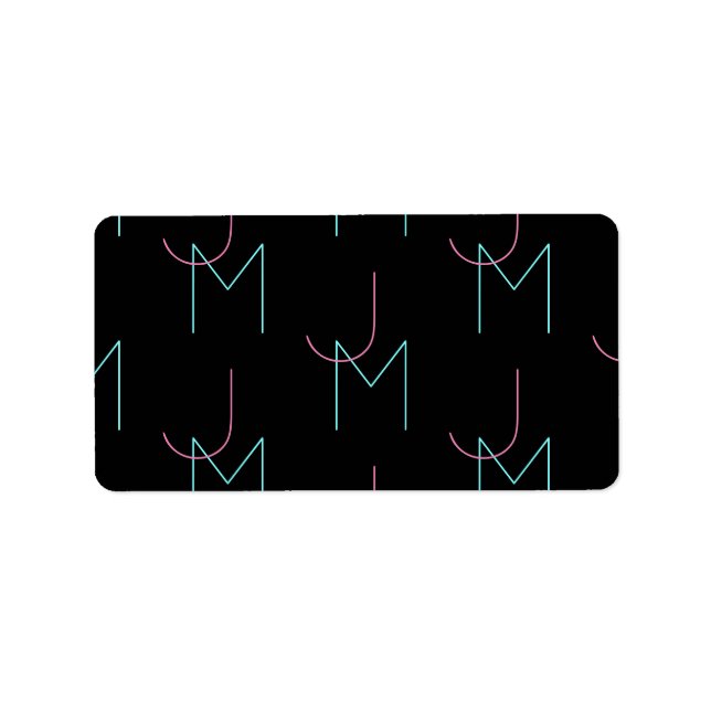 Stylish Editable Any Two Modern Tiled Initials  Label (Front)