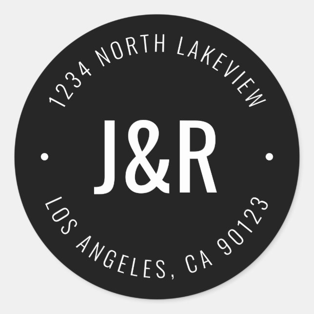 Stylish Editable Bold Monogram & Circular Text Classic Round Sticker (Front)