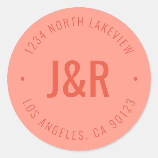 Stylish Editable Bold Monogram & Circular Text Classic Round Sticker (Front)