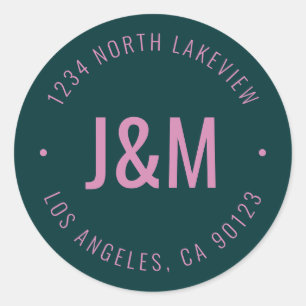 Stylish Editable Bold Monogram & Circular Text Classic Round Sticker