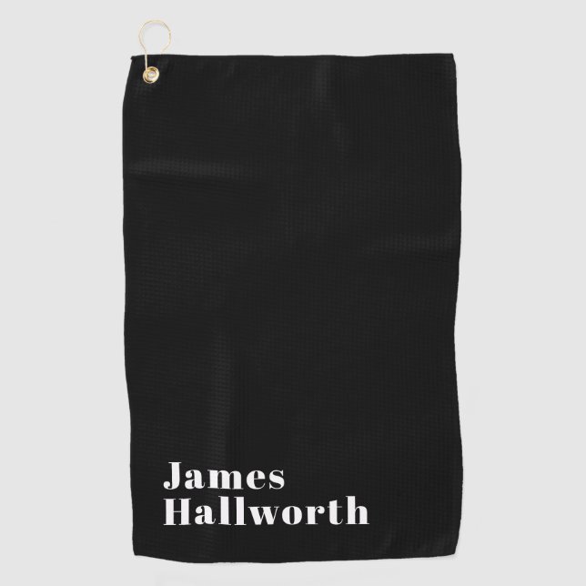 Stylish Editable Retro Modern Name (or other text) Golf Towel (Front)