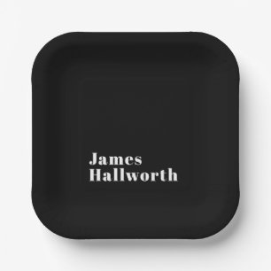 Stylish Editable Retro Modern Name (or other text) Paper Plate