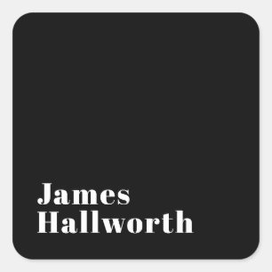 Stylish Editable Retro Modern Name (or other text) Square Sticker