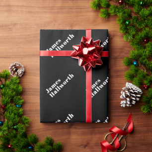Stylish Editable Retro Modern Name (or other text) Wrapping Paper