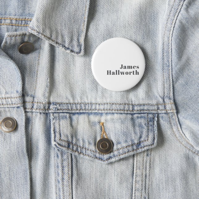 Stylish Editable Retro Modern Text | Grey 6 Cm Round Badge (In Situ)