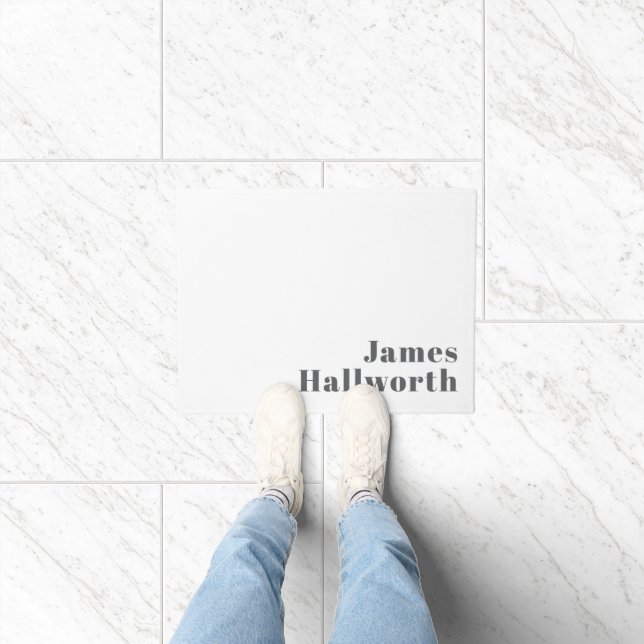 Stylish Editable Retro Modern Text | Grey Doormat (Indoor)