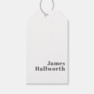 Stylish Editable Retro Modern Text Grey Gift Tags