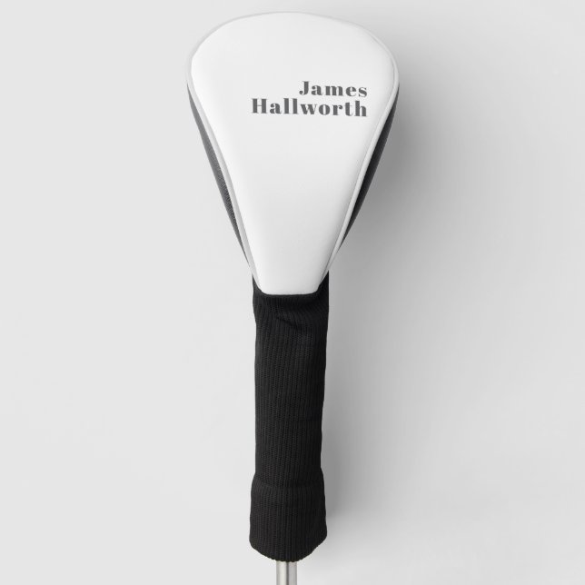 Stylish Editable Retro Modern Text | Grey Golf Head Cover (Front)