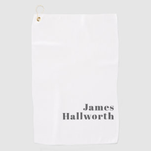 Stylish Editable Retro Modern Text   Grey Golf Towel