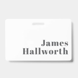 Stylish Editable Retro Modern Text   Grey ID Badge