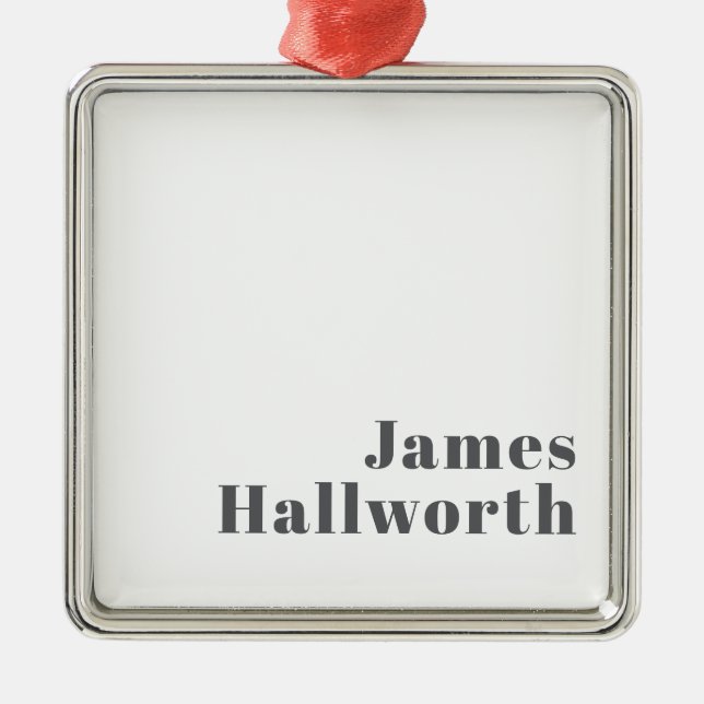 Stylish Editable Retro Modern Text | Grey Metal Tree Decoration (Front)