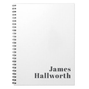 Stylish Editable Retro Modern Text Grey Notebook
