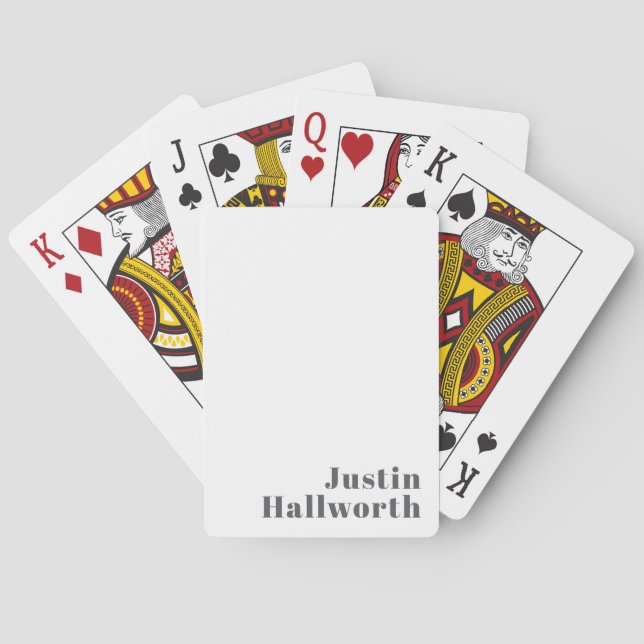 Stylish Editable Retro Modern Text | Grey Playing Cards (Back)