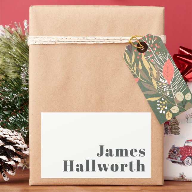Stylish Editable Retro Modern Text | Grey Rectangular Sticker (Holiday)