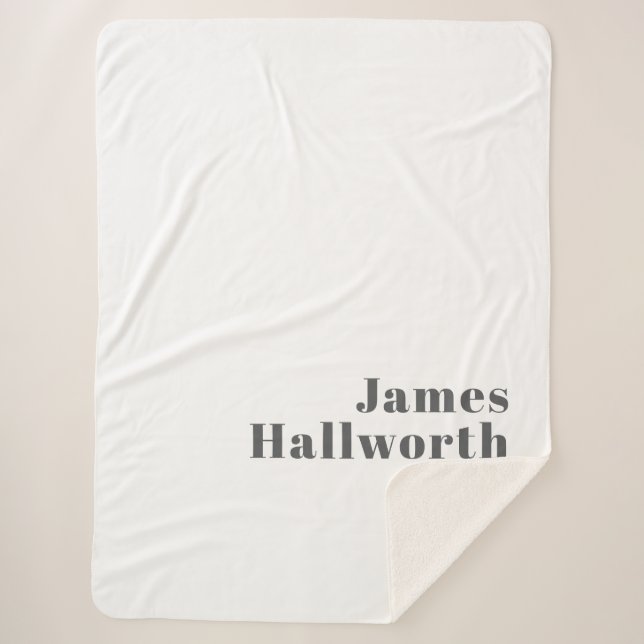 Stylish Editable Retro Modern Text | Grey Sherpa Blanket (Front)