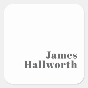 Stylish Editable Retro Modern Text   Grey Square Sticker