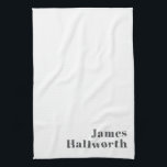 Stylish Editable Retro Modern Text | Grey Tea Towel<br><div class="desc">Stylish customisable grey text,  edit as you like!</div>