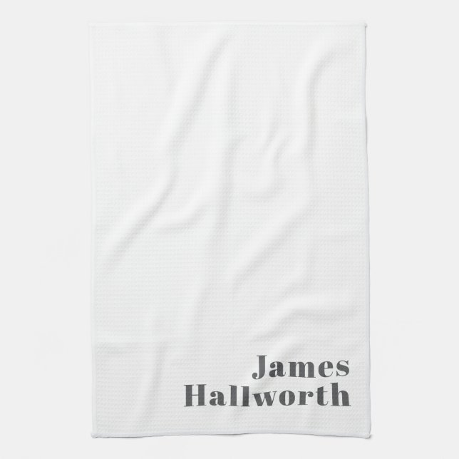 Stylish Editable Retro Modern Text | Grey Tea Towel (Vertical)