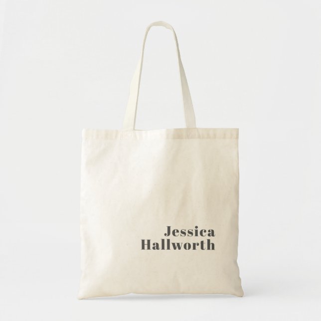 Stylish Editable Retro Modern Text | Grey Tote Bag (Front)