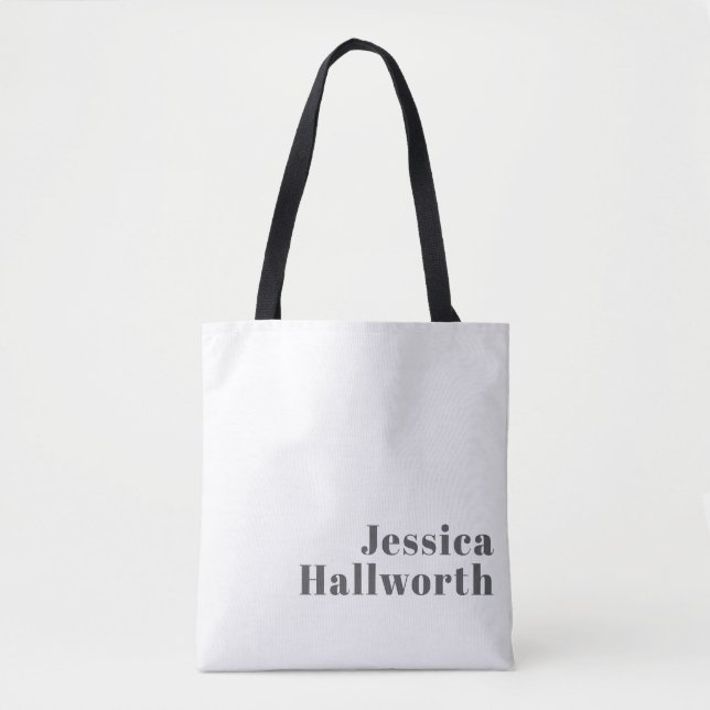 Stylish Editable Retro Modern Text | Grey Tote Bag (Front)