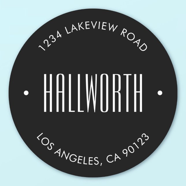 Stylish Editable Surname & Circular Text Classic Round Sticker (Creator Uploaded)