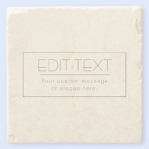 Stylish Editable Template   Off-white & Dark Brown Stone Coaster