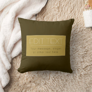 Stylish Editable Text Template Vintage Gold Cushion