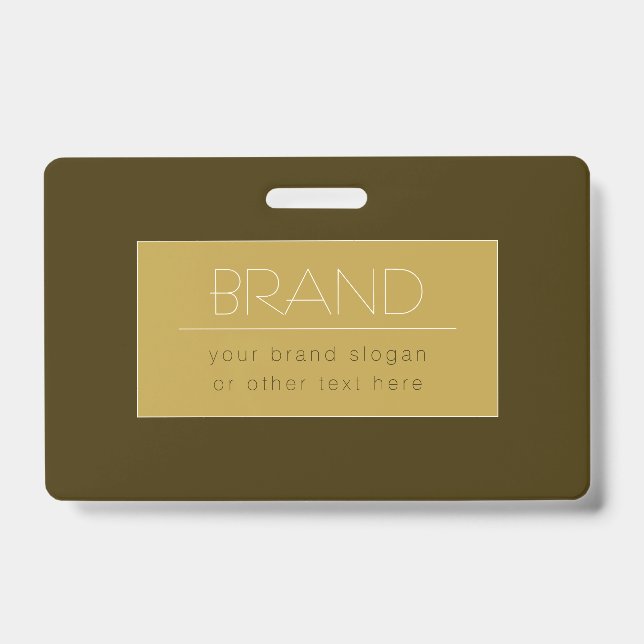 Stylish Editable Text Template | Vintage Gold ID Badge (Front)