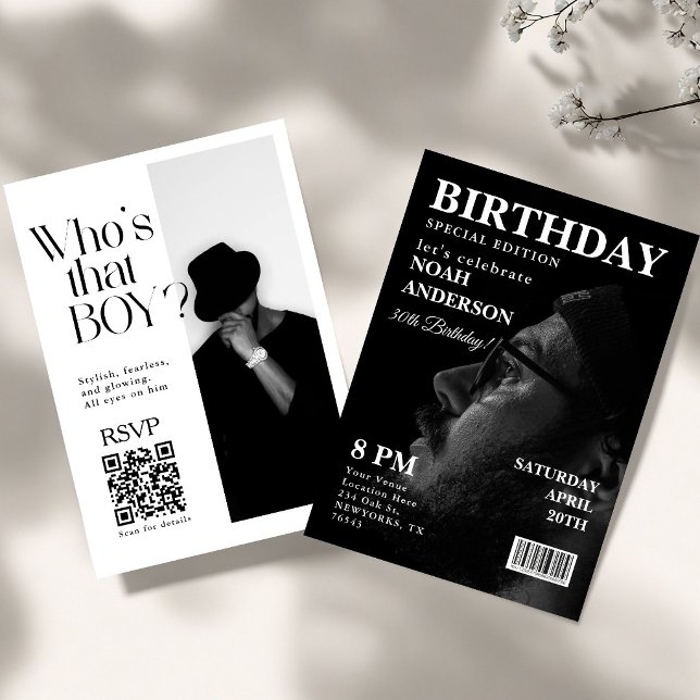 Stylish Editorial Magazine Birthday Invitation  (Creator Uploaded)